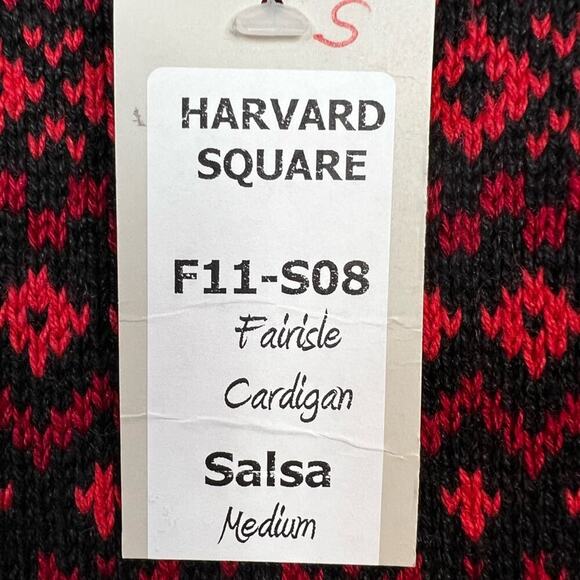 NOMADIC TRADERS Fairisle Cardigan in Black and Reds Size Medium - Picture 10 of 12